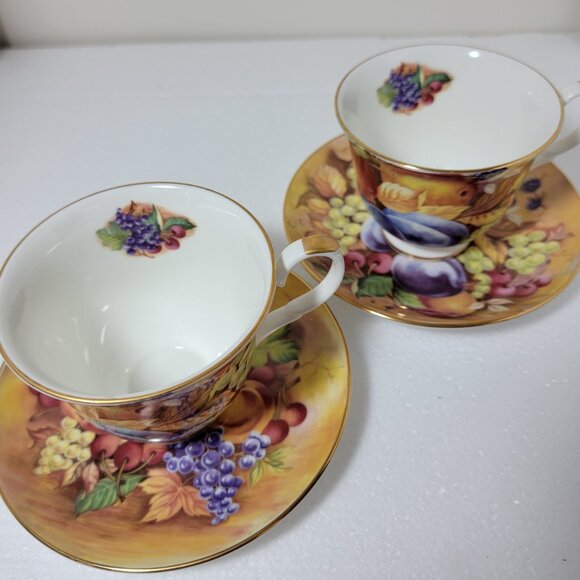 Crown Trent China Limited Fine Bone China Teacups and Saucers Set of 2 - Picture 2 of 8